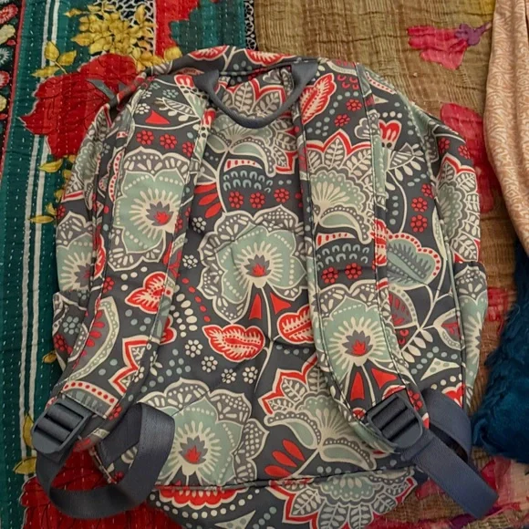 Vera Bradley Floral Paisley Backpack in Navy, Red & Light Blue - Picture 3 of 5